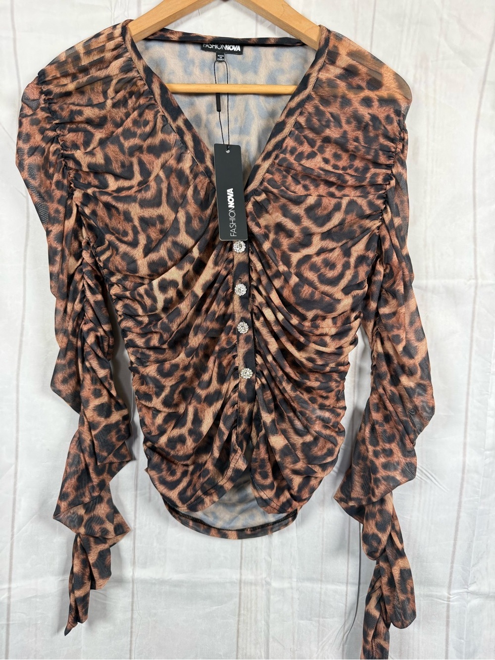 FASHIONOVA Women Top She's A Mood Leopard Mesh Size S